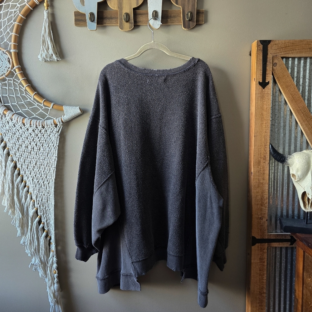 Free People With The Band Pullover Sweatshirt Washed Black - Picture 4 of 8